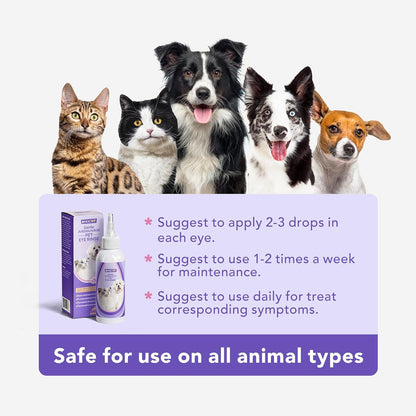 Eye Drops for Dogs and Cats: Gentle Formula Dog Eye Drops, Flush & Soothe Eye Irritations - Remove Tear Stains - Improves Allergy Symptoms & Dry Eyes - Safe for All Animals, 5.1oz