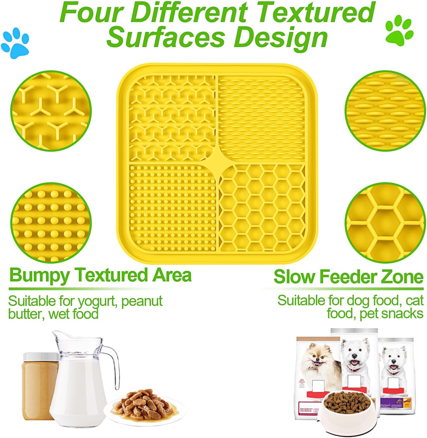 LUKITO 3PCS Lick Mat for Dogs and Cats, Licking Mat with Suction Cups for Dog Anxiety Relief, Cat Peanut Butter Lick Pad for Boredom Reducer, Dog Enrichment Toy, Dog Treat Mat for Bathing Grooming