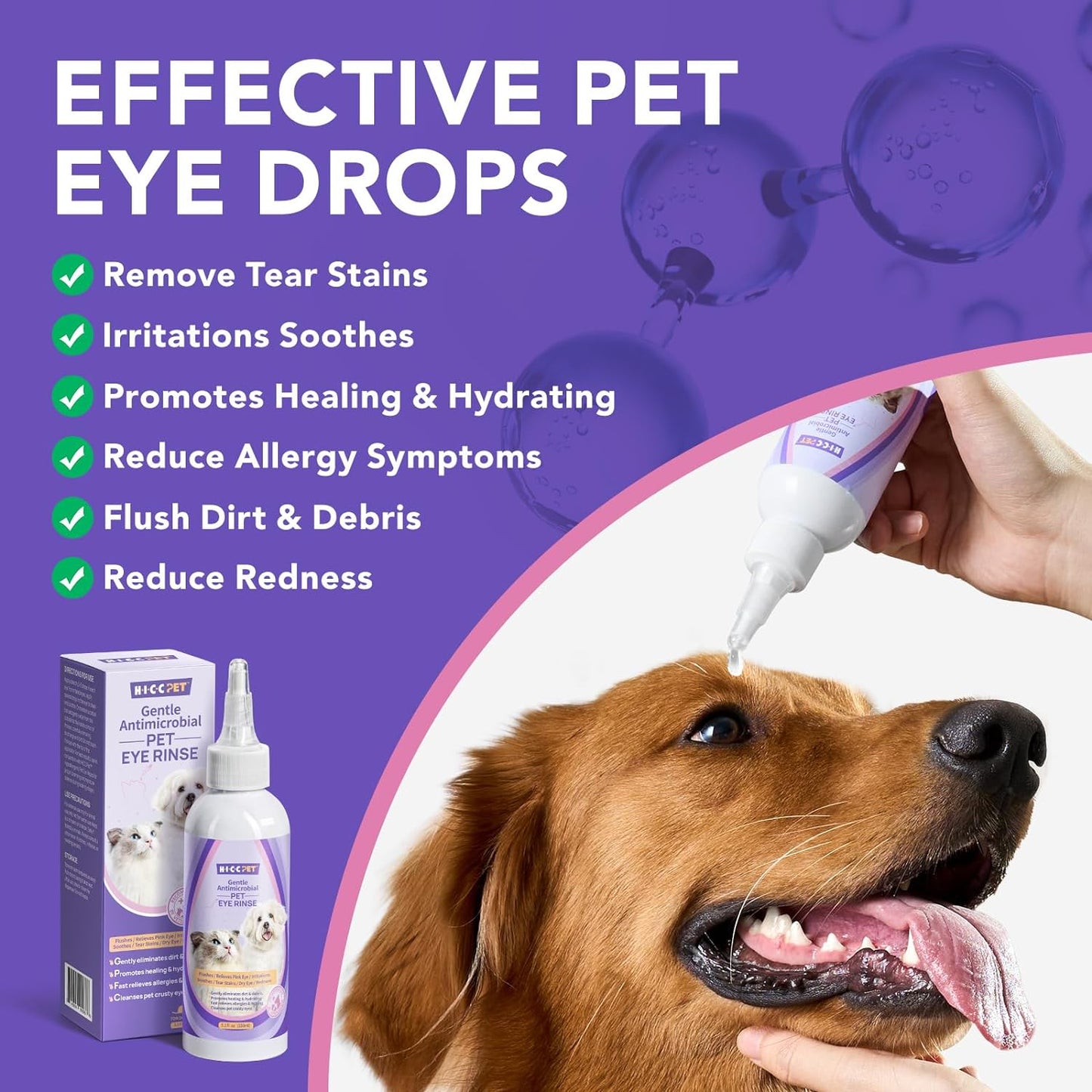 Eye Drops for Dogs and Cats: Gentle Formula Dog Eye Drops, Flush & Soothe Eye Irritations - Remove Tear Stains - Improves Allergy Symptoms & Dry Eyes - Safe for All Animals, 5.1oz