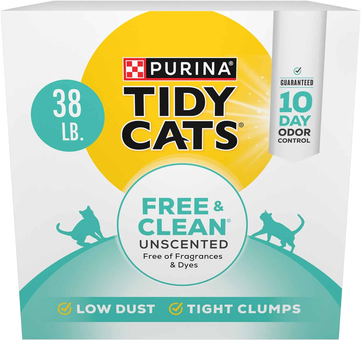 Purina Tidy Cats Clumping Cat Litter, Free & Clean Unscented Multi Cat Litter - 38 lb. Box
