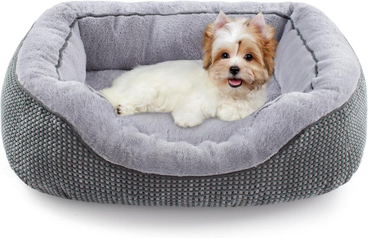 INVENHO Small Dog Bed for Small Dogs, Cat Beds for Indoor Cats Washable, Orthopedic Dog Bed, Warming Soft Calming Sleeping Puppy Bed Durable Pet Bed with Anti-Slip Bottom S(20"x19"x6")