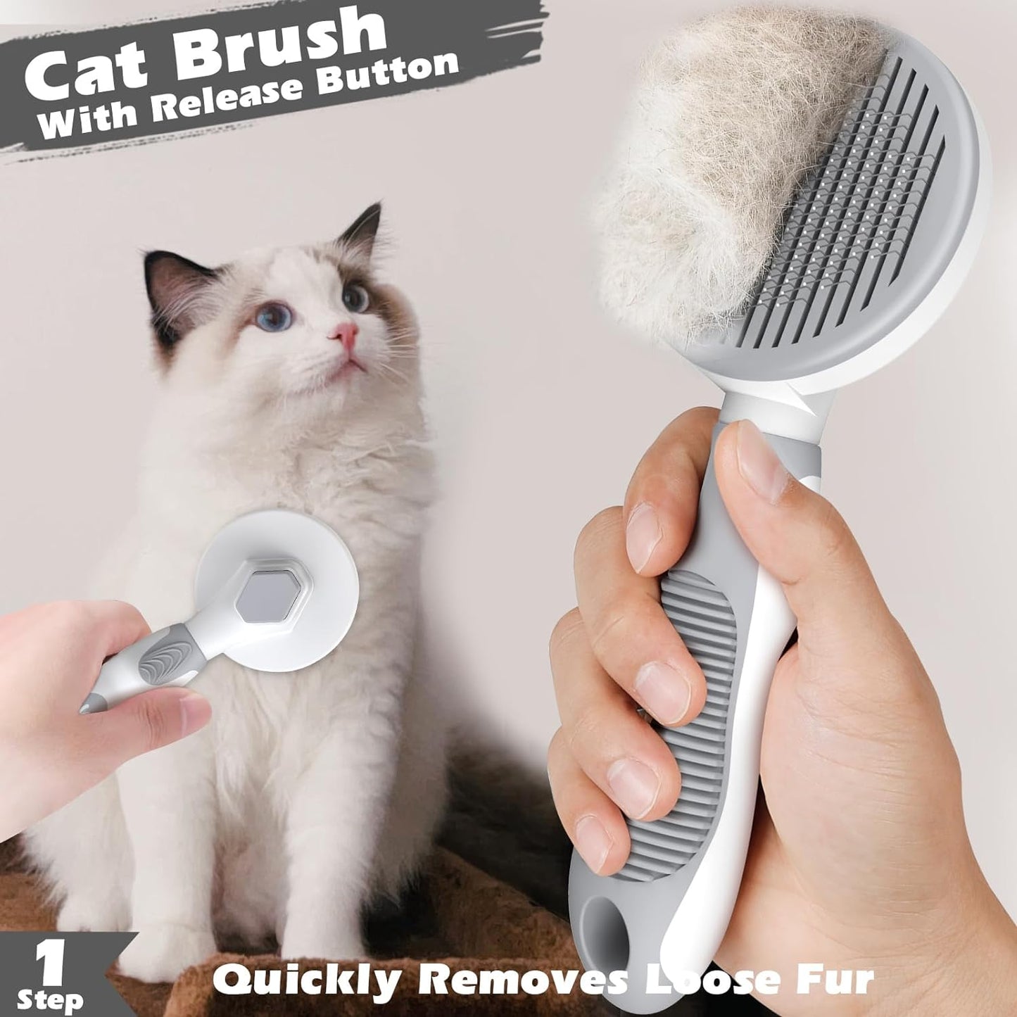 4PCS Cat Grooming Kit | Cat Brushes for indoor Cats | Cat Nail Clipper with Nail File | Cat Bath Brush | For Long and Short Haired Cats and Dogs - Premium Cat Supplies