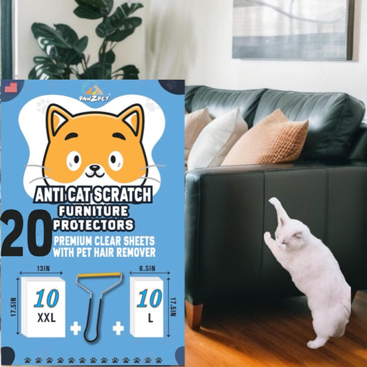 17.5-inch x 13-inch Thick Couch Cat Scratch Protector, Single-Sided Furniture Protectors from Cats Scratching 20-Pack, XXL Cat Furniture Protector, No Twist Pins, Cat Scratch Furniture Protector