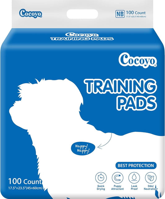 COCOYO Best Value Dog Training Pads | Dog Pee Pads | Super Absorbent Puppy Pads (17.5" x 23.5", 100 Count),Blue