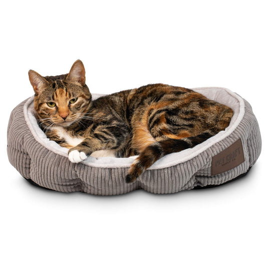 Pet Craft Supply Cat Bed for Indoor Cats - Kitten Bed - Machine Washable - Ultra Soft - Self Warming - Refillable Catnip Pouch,Grey,19x14x5 Inch (Pack of 1)
