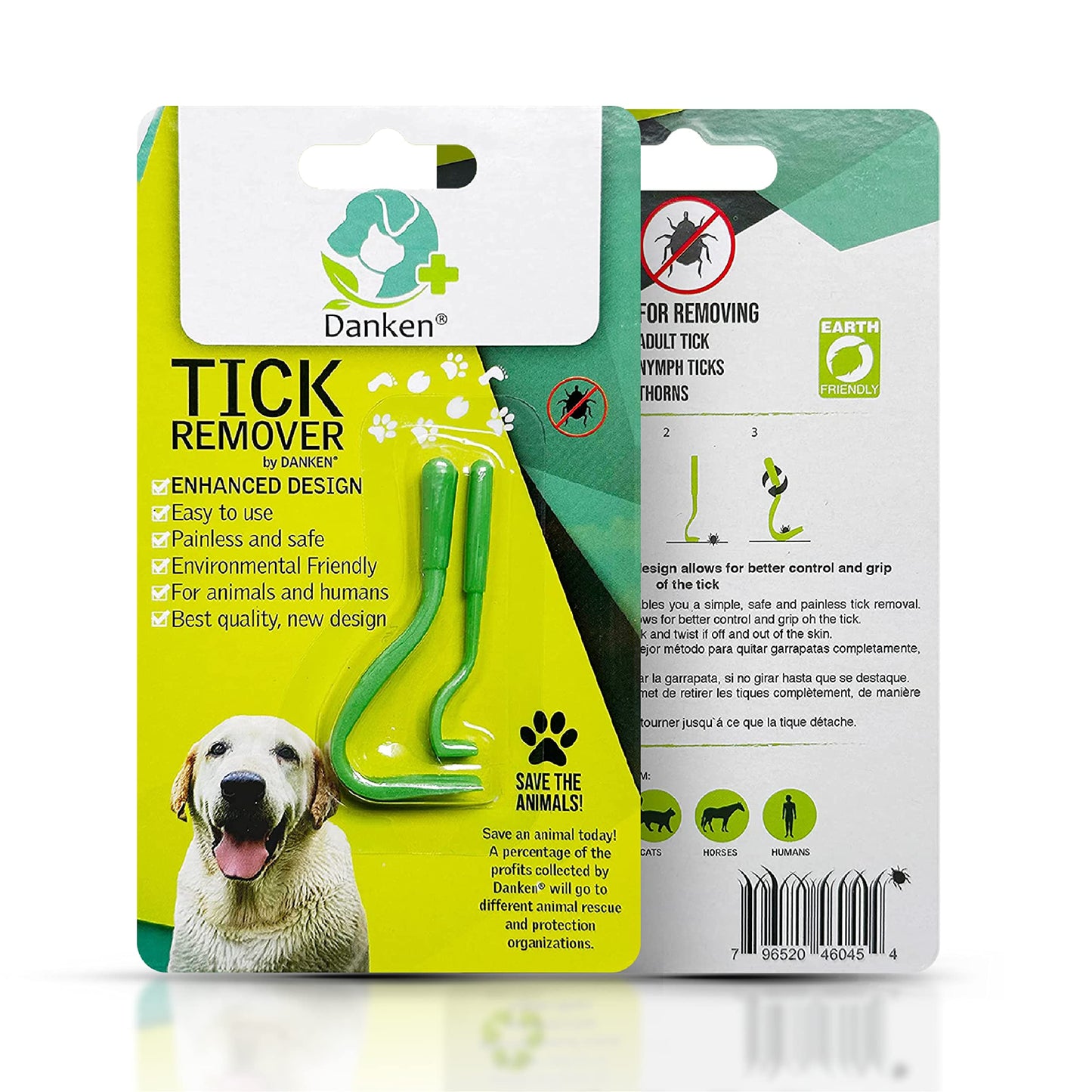 Danken® Tick Remover for Dogs | Save The Animals | Tick Removal Tool for Dogs, Cats, Horses, and Humans | Enhanced Design | Tick Tweezers | Dog Tick Remover Tool | Tick Grabber | Tick Puller (1 Pack)