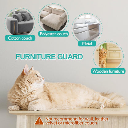 [Thicken Vinyl] Anti Cat Scratch Furniture Protector, Single-Sided Sticky Couch Protector for Cats, Flexible Couch Corner Guard Under Cats Claw, Cat Scratch Deterrent Tape-(160"x12.4")