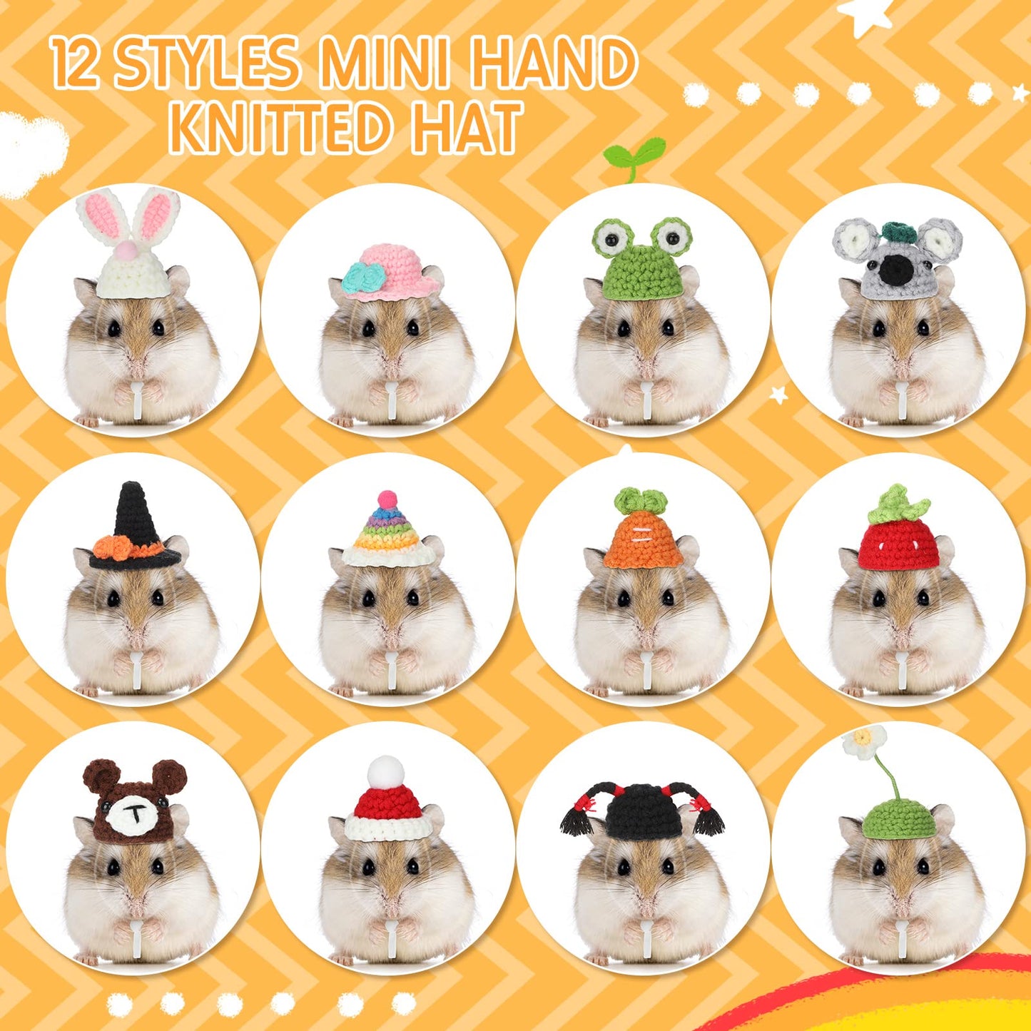 Silkfly 12 Pcs Hamster Hat Mini Hats for Snakes Small Animals Guinea Pig Hat Hamster Clothes Cute Tiny Rat Hat for Snakes Pets Lizards Hamsters Bearded Dragons Holiday Party Costume Accessories