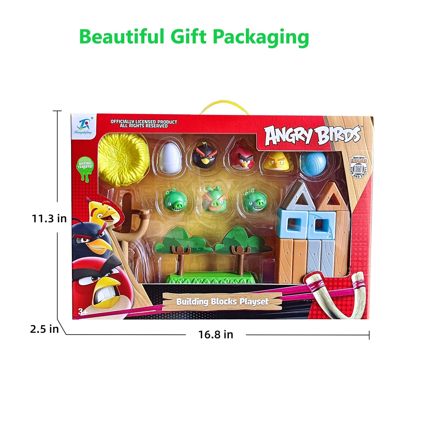 ROLOSO 2023 Licensed Angry Birds Toys Playsets Build N’ Launch Construction Brick Assembly Building Blocks Sets Pig City Strike 2 Takedown Space Planet Game Catapult Slingshot Gift Box 20pcs