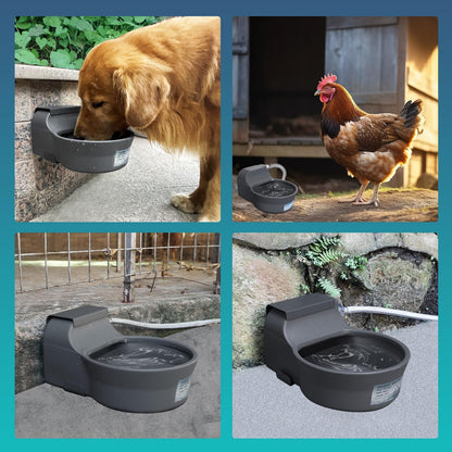 Automatic Water Bowl for Dogs, 2L Dog Water Bowl Dispenser, Automatic Dog Waterer Includes Pipe, Copper Connector and Adapter Outdoor Dog Water Bowl for Birds Chicken Livestock Small Animal
