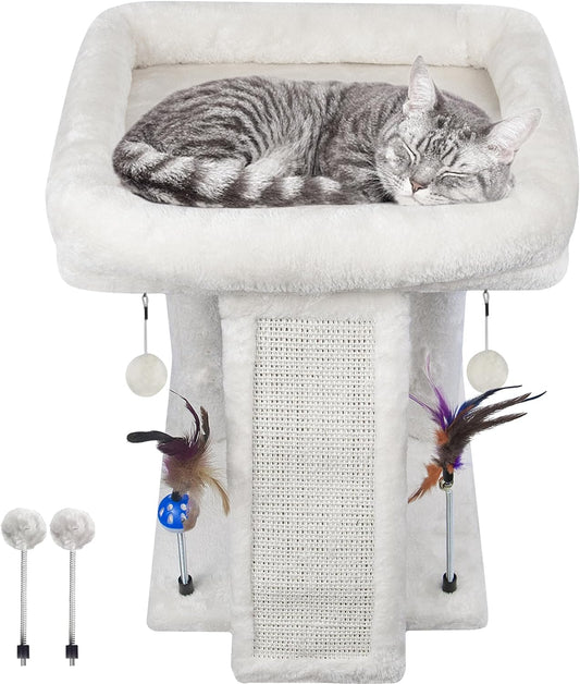 Cat Tree Cat Tower with Cat Scratching Post for Indoor Cats,Activity Centre Climbing Tree Cat Furniture with Playful Toy Balls,Beige