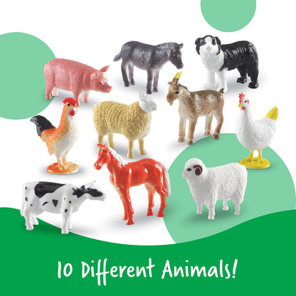 Learning Resources Farm Animal Counters - 60 Pieces, Ages 3+ Toddler Learning Toys, Farm Animals Toys, Develops Counting and Matching Skills