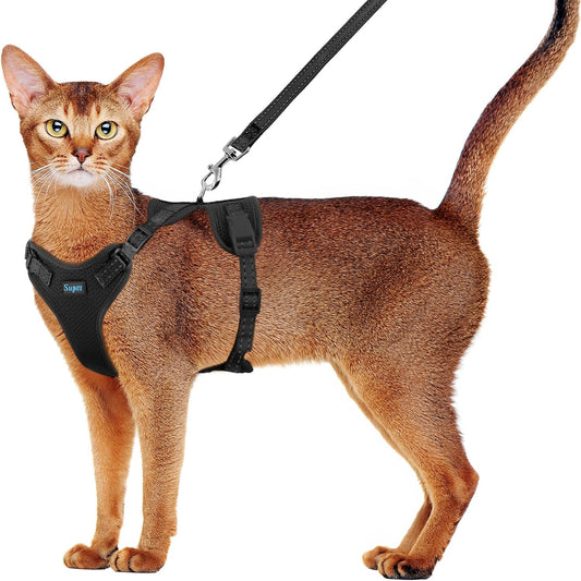Supet Cat Harness and Leash Set for Small to Large Cats Adjustable Cat Vest Harness with Reflective Trim Universal Cat Leash and Harness for Cats/Puppies Outdoor Walking