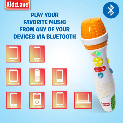 Kidzlane Microphone for Kids with Bluetooth | Kids Singing Toy Microphone for Babies & Toddlers | Voice Changer & 10 Built-in Nursery Rhymes | Kids Karaoke Microphone Ages 3+