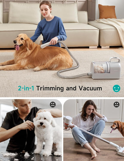 S1+ Pet Grooming Vacuum, Minimum 45dB Pet Friendly Cozy Mode™, 12Kpa Dog Vacuum for Shedding Grooming with 2L Dust Cup, 6 Professional Pet Grooming Tools for Dogs Cats, Gray