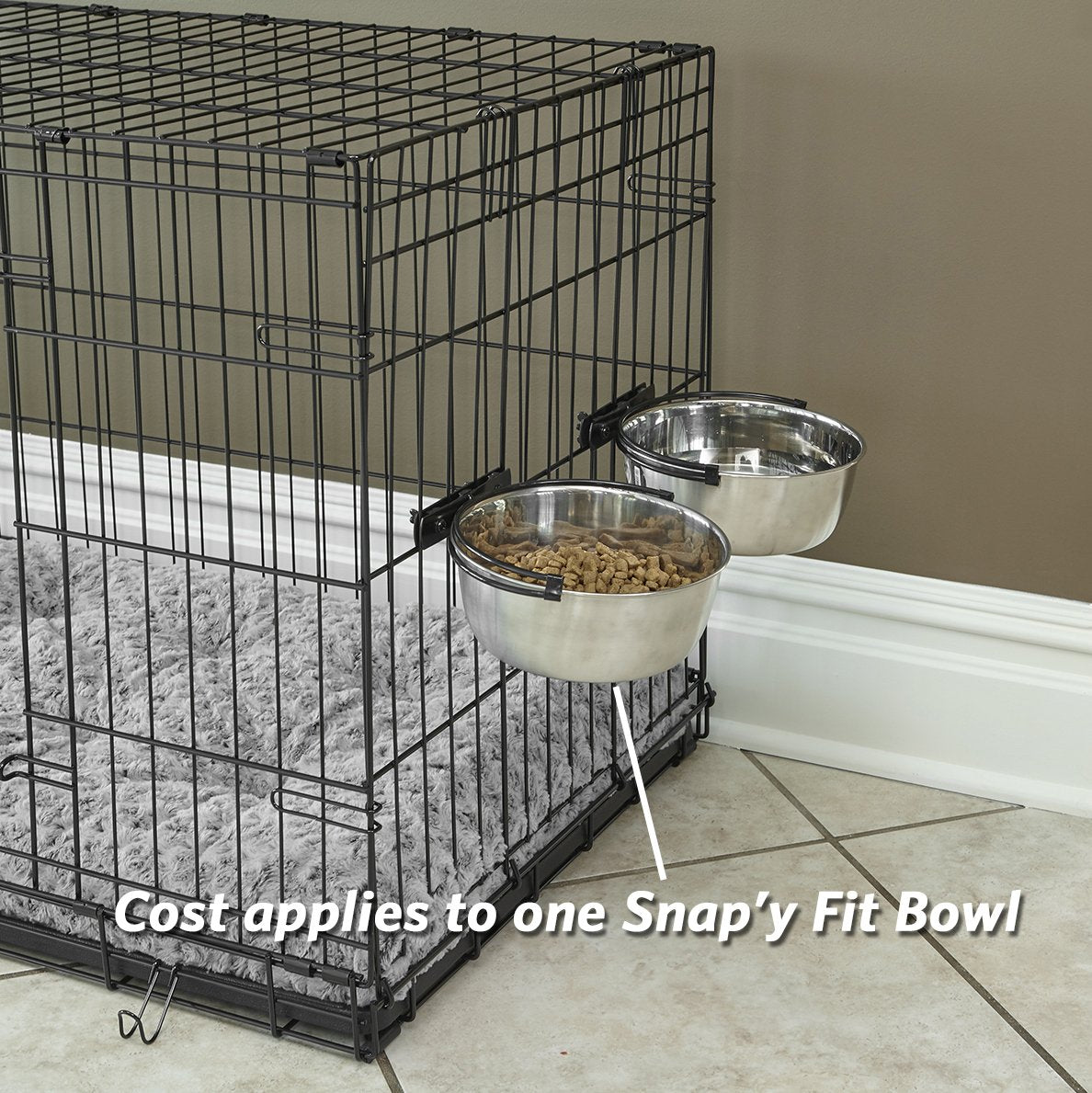 MidWest Homes for Pets Snap'y Fit Stainless Steel Food Bowl / Pet Bowl, 10 oz. for Dogs, Cats, Small Animals, Silver, 10 Ounces (1.25 cups)