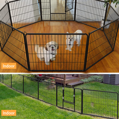 OFIKA Heavy Duty Metal Playpen for Medium/Small Animals, 8 Panels 24”Height x 32" Width, Dog Fence Exercise Pen with Doors, Pet Puppy Pen for Outdoor, Indoor, RV, Camping, Yard
