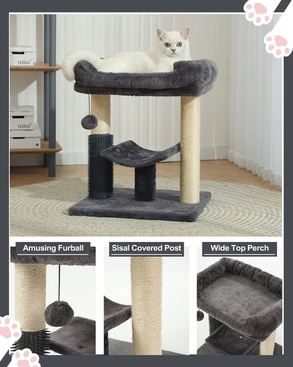 Hoopet cat Tree Tower,cat Scratching Post for Indoor Cats,Featuring with Super Cozy Perch,Cat Self Groomer and Interactive Dangling Ball Great for Kittens and Cats